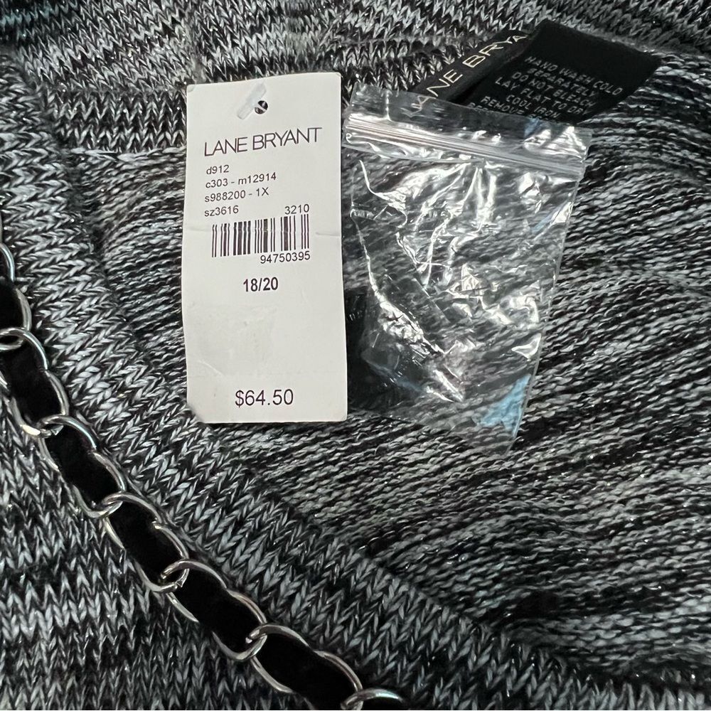 Lane Bryant Gray Cardigan Sweater W/Black Accents Size 18/20 NWT! - Picture 7 of 8